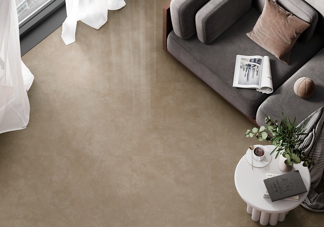 Как сочетать керамогранит под бетон в интерьере?