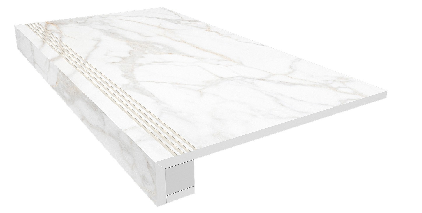 Set/Steptrade/SM02_NS/33x120/Riser/SM02_NS/14,5x120 Ступень Supreme Комплект SM02 Gold неполированная прямоугол. бортик с насечками  Подступенок 14.5x120