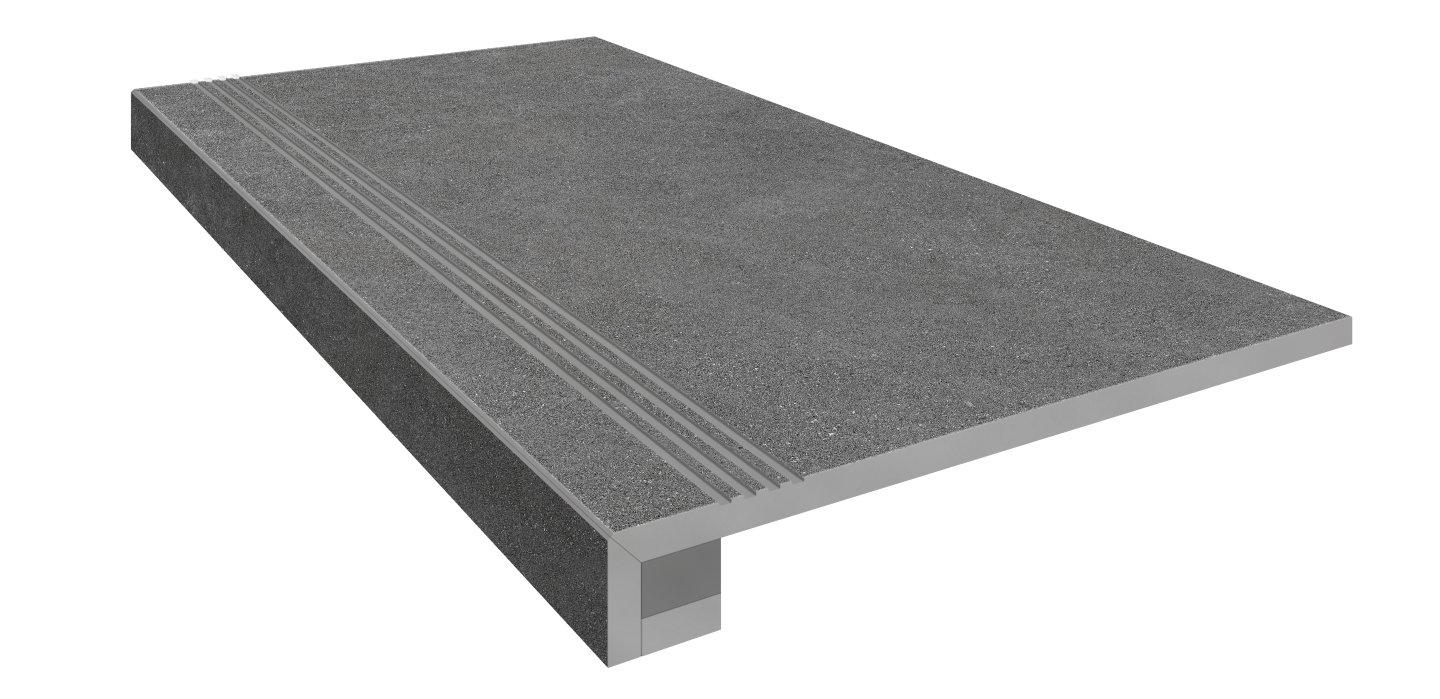Set/Steptrade/LN03_NS/33x120/Stripe/LN03_NS/14,5x120 Ступень Luna Комплект LN03 Anthracite 120х33 неполированная прямоугол. бортик+Подступенок 14.5x120