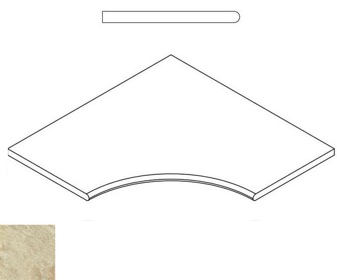 620090000367 Бордюр Climb X2 Роуп Бортик 60х60 Угловой Закругленный Натуральный