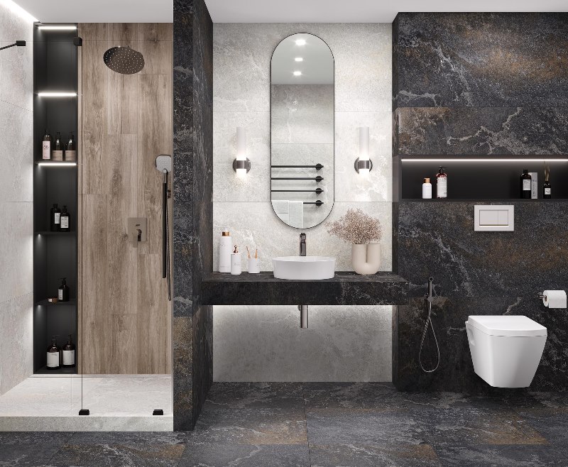 На пол Blaze Nero Графитовый 60х120 Сатинированный Карвинг - фото 8