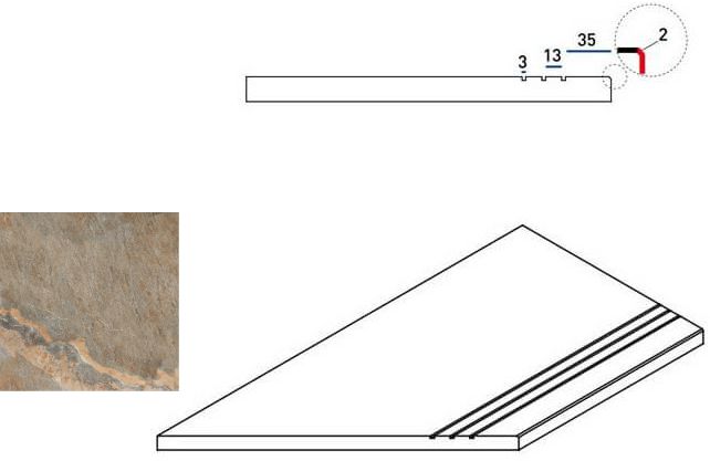 620090000223 Бордюр Magnetique X2 Петрол Дарк Бортик 30x60 Грип Левый