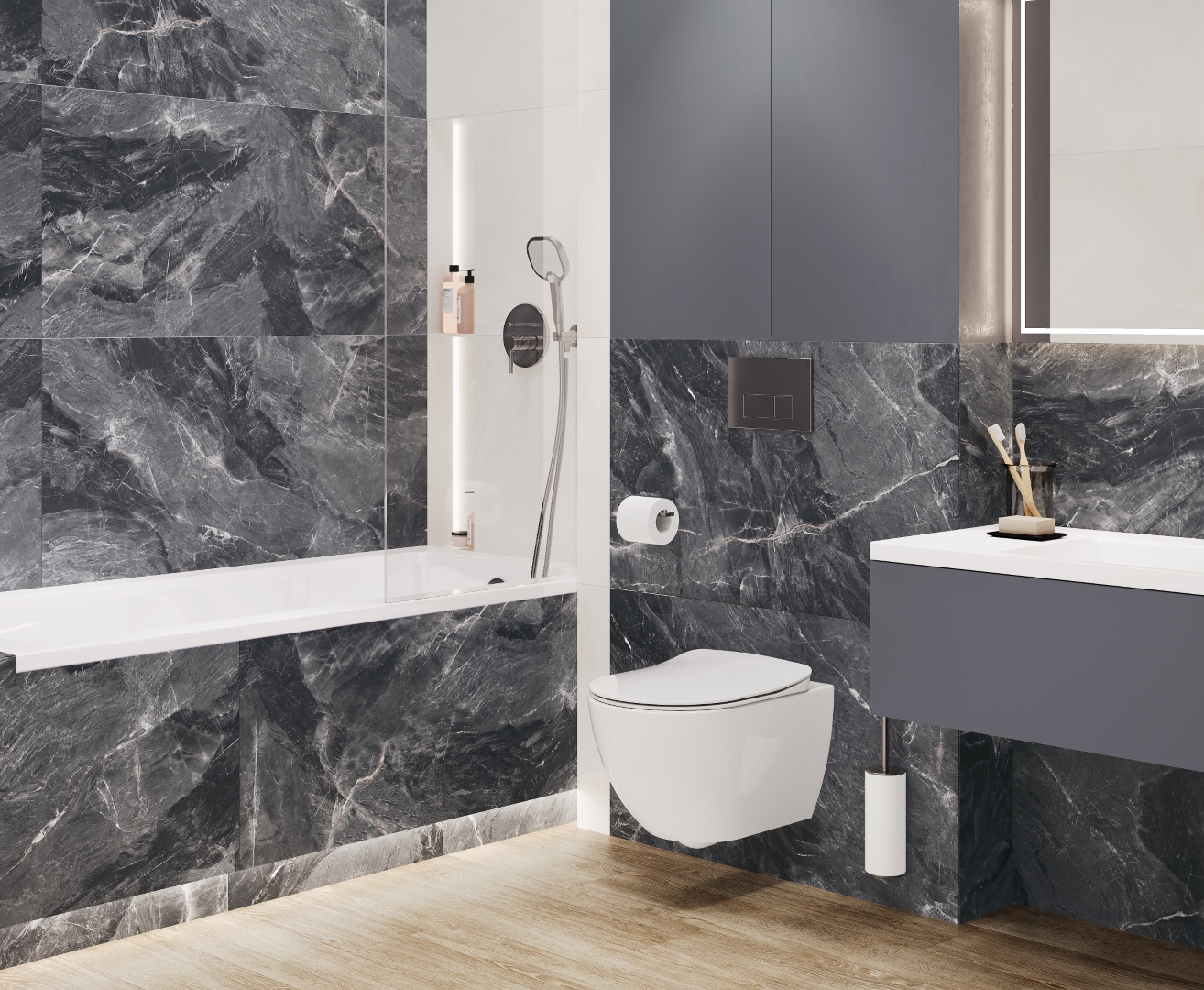 На пол Jerico Nero Чёрный матовый карвинг 60х120 - фото 12