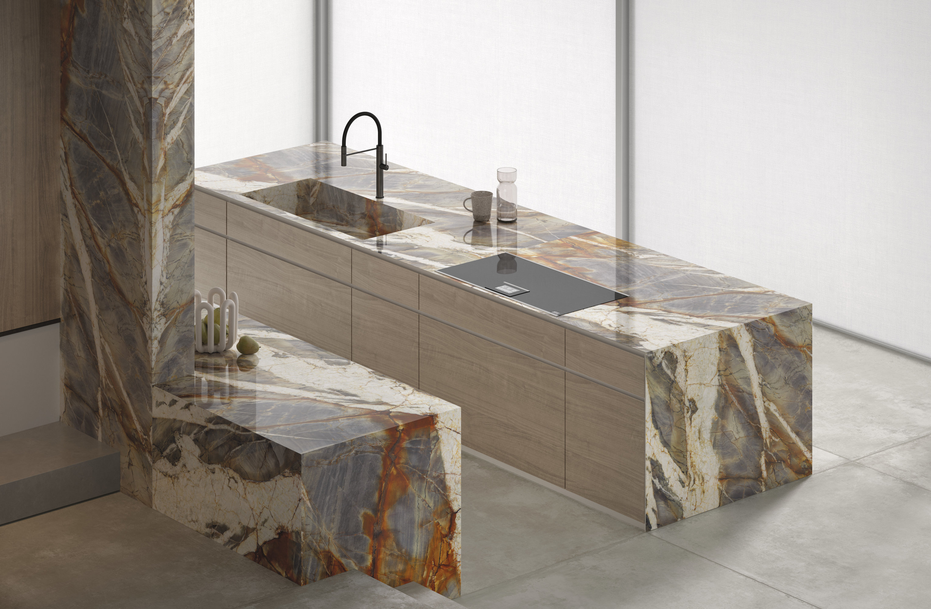 L175562MF6  На пол Marmi Maxfine Brazilian Blue Lucidato 6mm 75x150 - фото 5