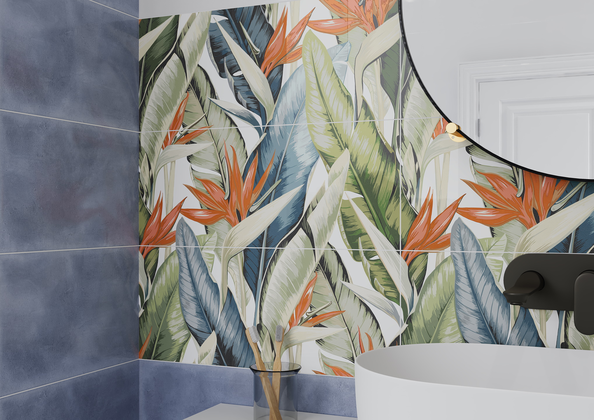 010100001216 На стену Folk Blue wall 01 - фото 15