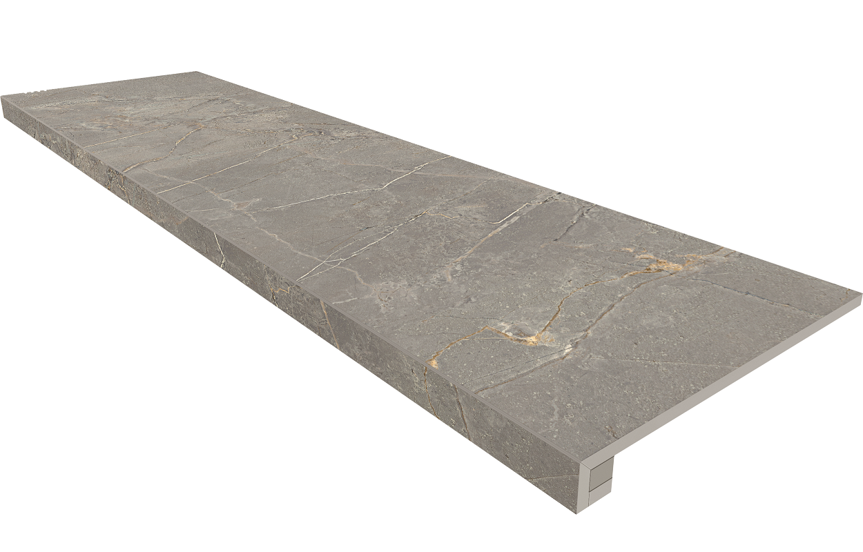 Set/Steptrade/BR03_NS/33x120/Riser/BR03_NS/14,5x120 Ступень Bernini Grey Комплект BR03 120х33 неполированный прямоугольный бортик без насечек. Подступенок 14.5x120