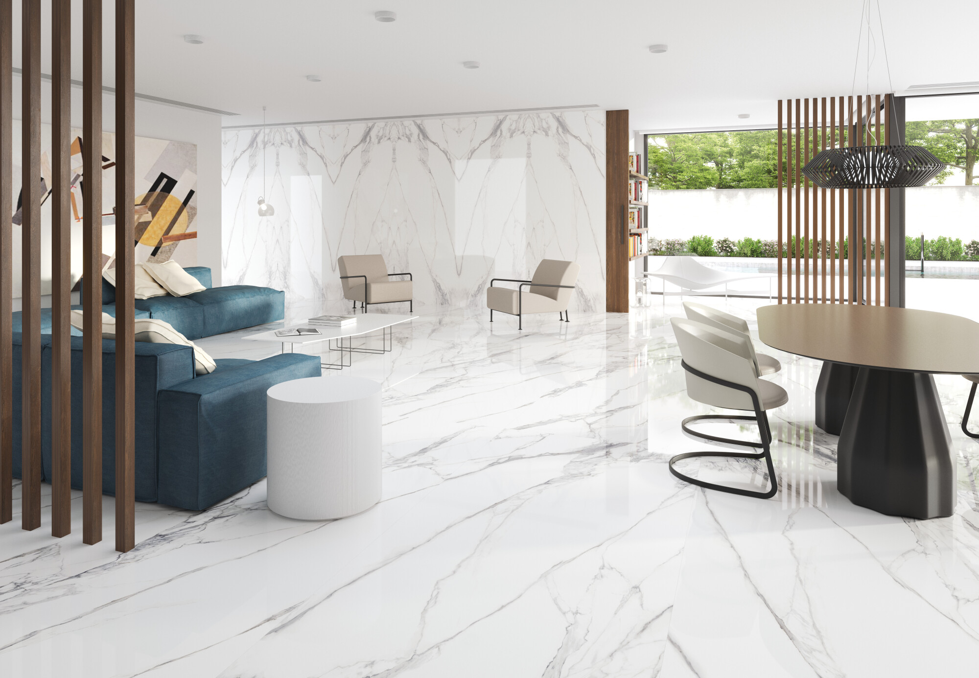 36871 На пол Museum Calacatta 4D Extra White NT/100X275/R 100x275 - фото 8