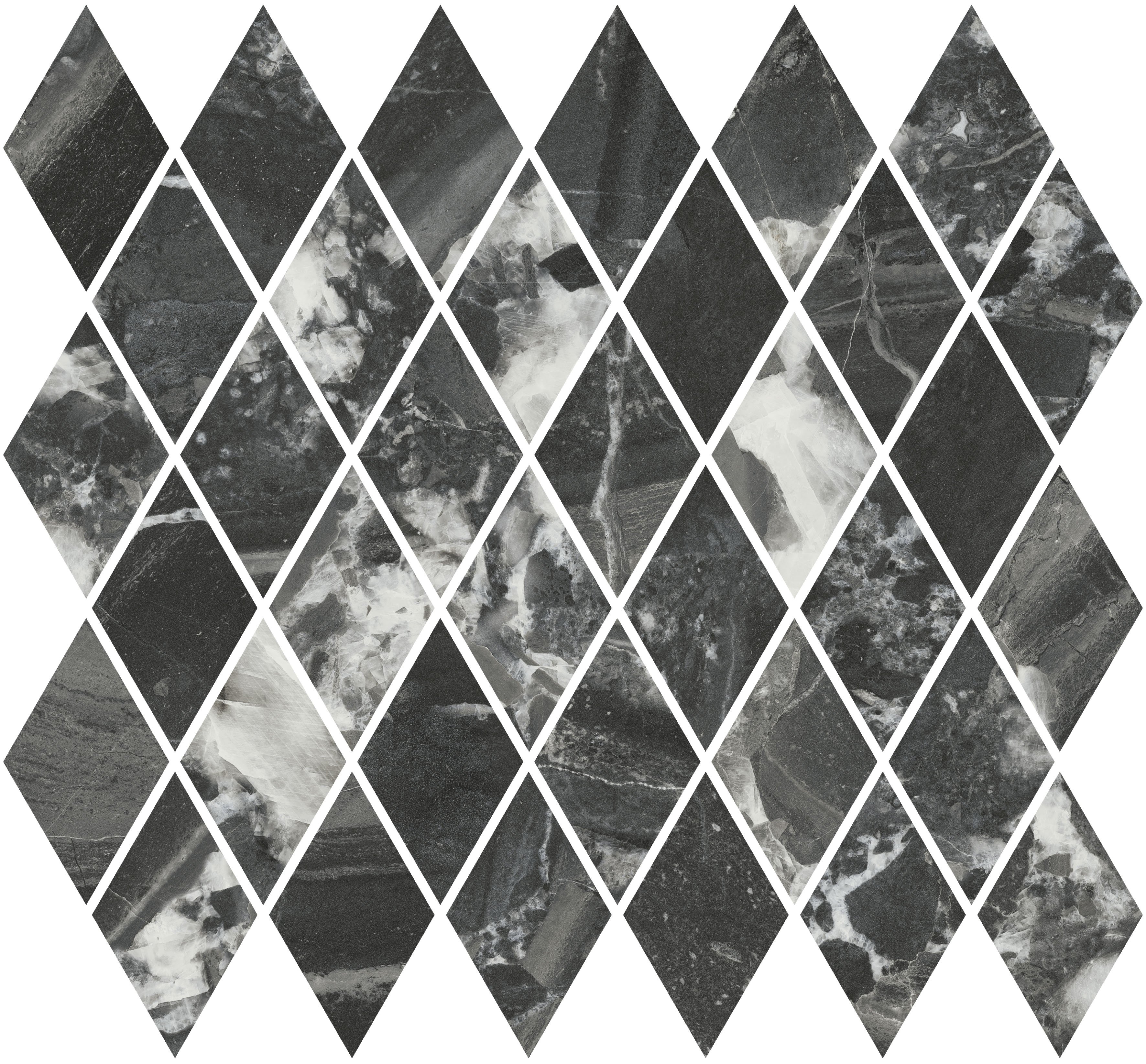 T054/48007 Декор Риальто Мозаичный чёрный глянцевый 37.5x35x1 - фото 4
