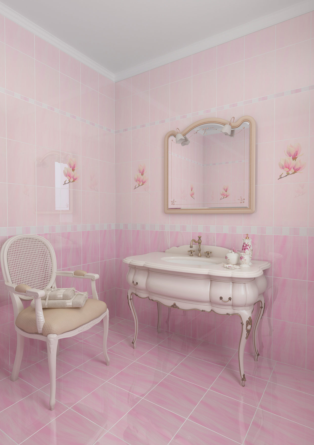 Декор Агата Вставка Розовый D 25x35 - фото 3