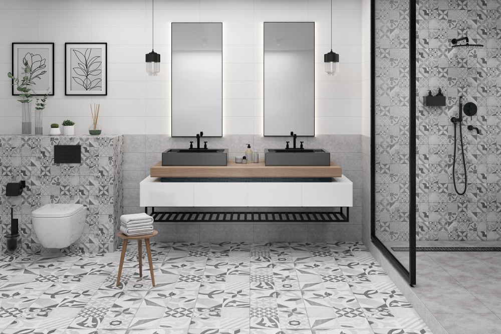 TES092D Terrazzo печворк серый 19,8x59,8 плитка Cersanit - купить по ...