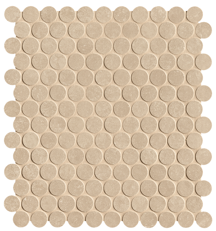 fRNJ На стену Nobu Beige Gres Round Mosaico Matt 29.5x32.5
