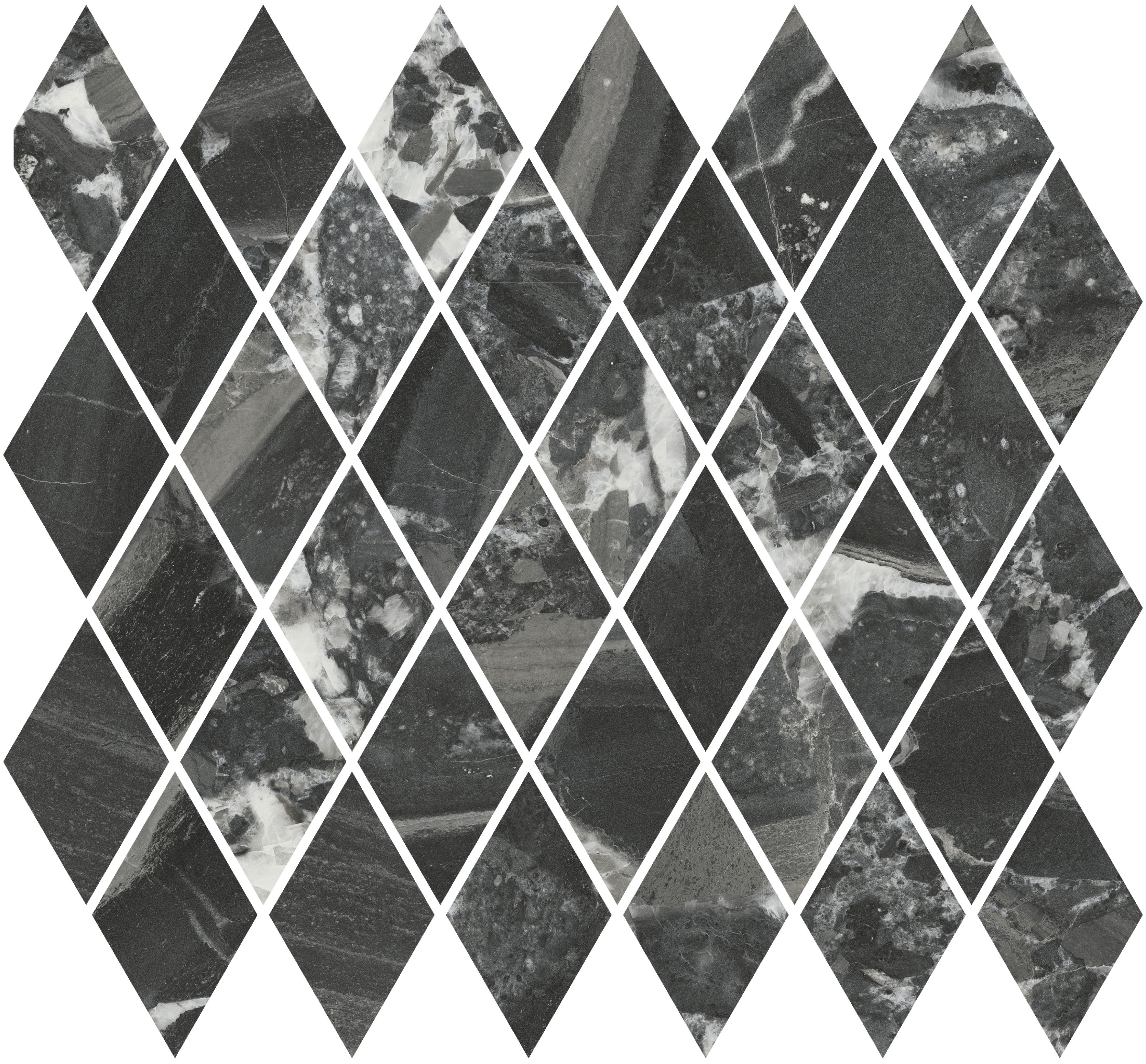 T054/48007 Декор Риальто Мозаичный чёрный глянцевый 37.5x35x1 - фото 2