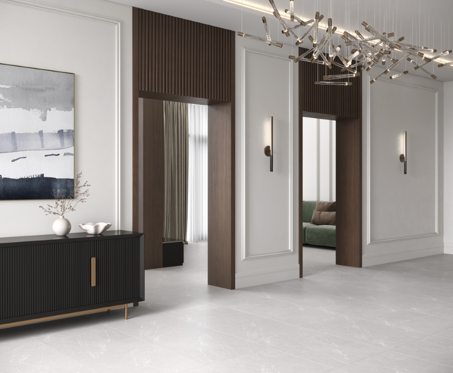 На пол Pietra Blanco Светло-серый матовый карвинг 60х60 - фото 17