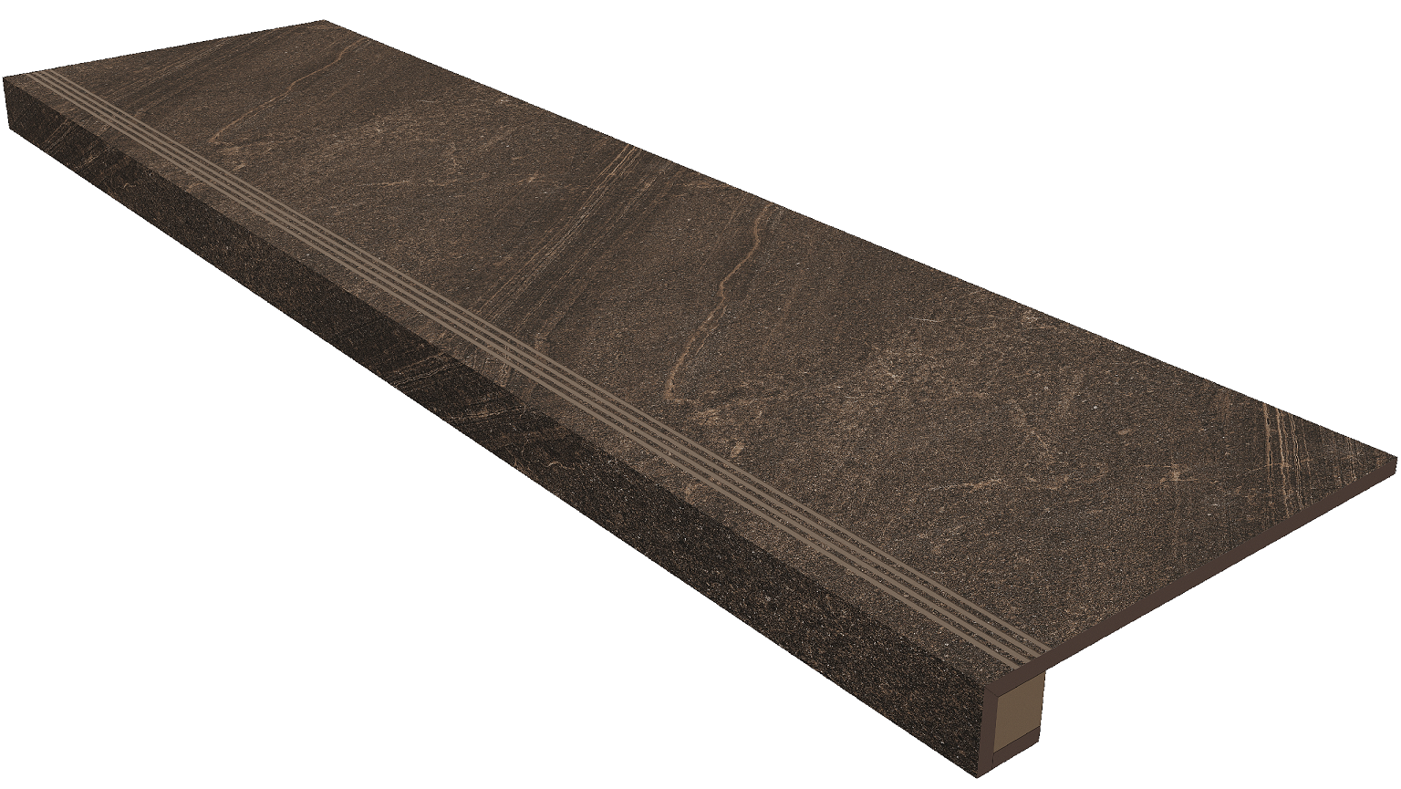 Set/Steptrade/GB04_NS/33x120/S1/Stripe/GB04_NS/14,5x120 Ступень Gabbro GB04 Brown неполированная прямоугольный бортик  подступенник 33x120