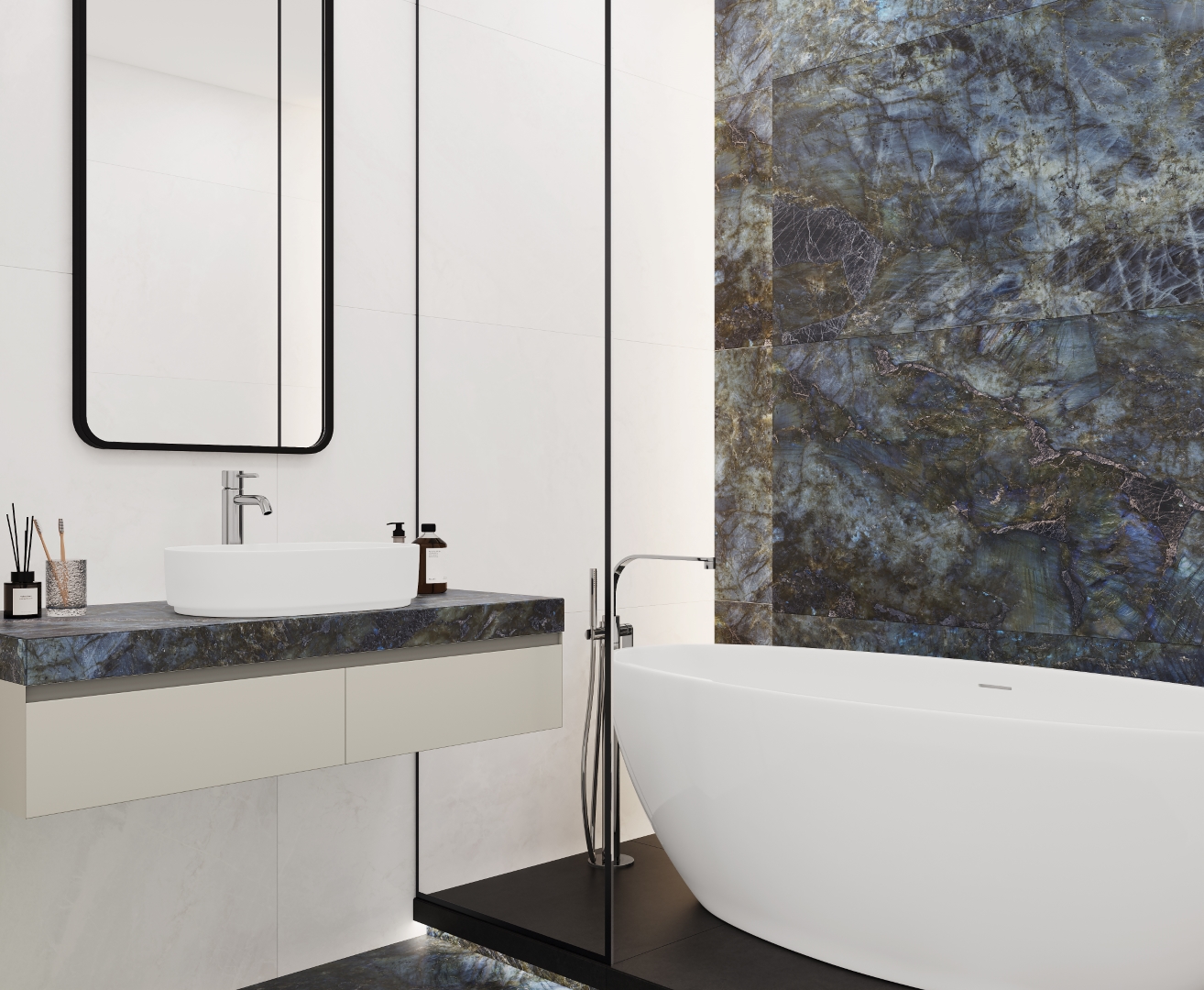 На пол Rigel Azul Синий матовый+гл.чернила 80x160 - фото 9