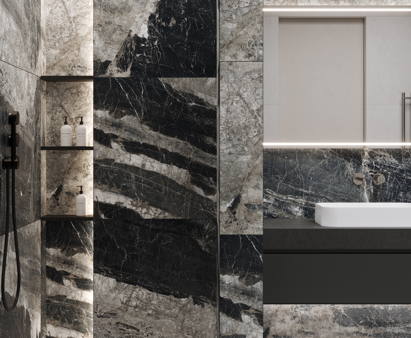 На пол Lunar Nero Графитовый матовый+гл.чернила 80х160 - фото 8