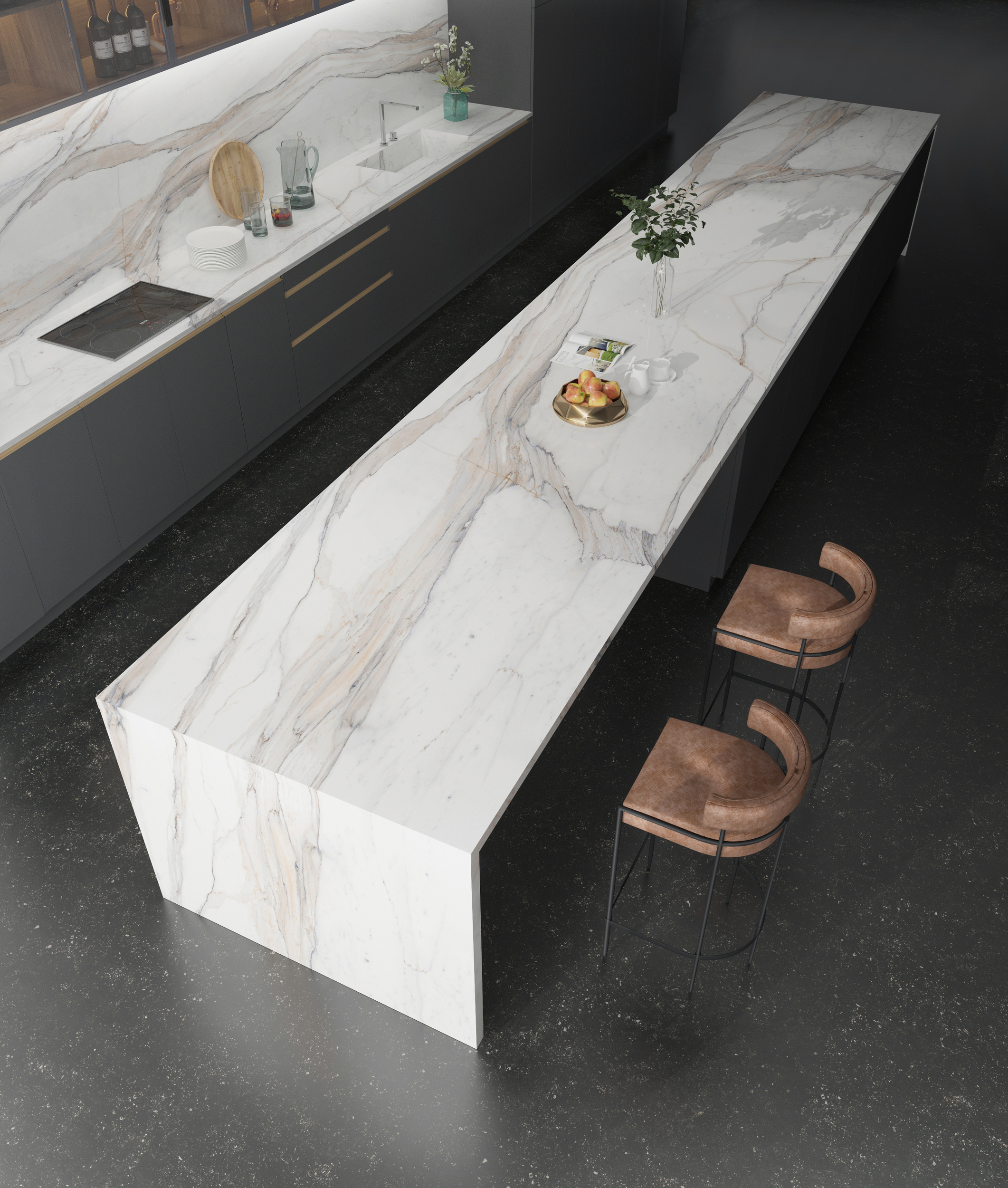 На пол Tuscany Gold Лаппатированный Спеченный камень 1600x3200x6 - фото 5