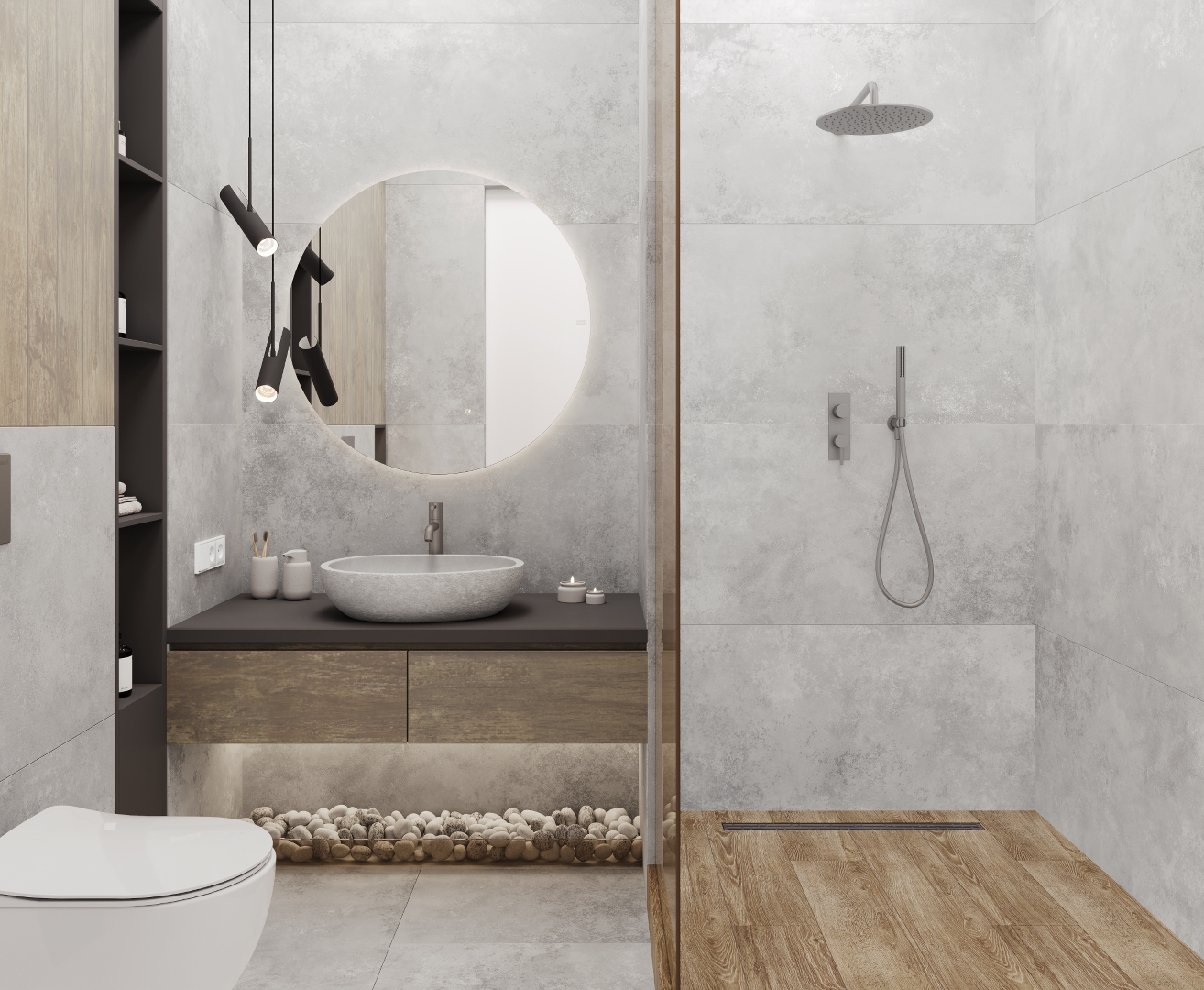 На пол Illusion grey Серый матовый+гл.чернила STR 60х120 - фото 9