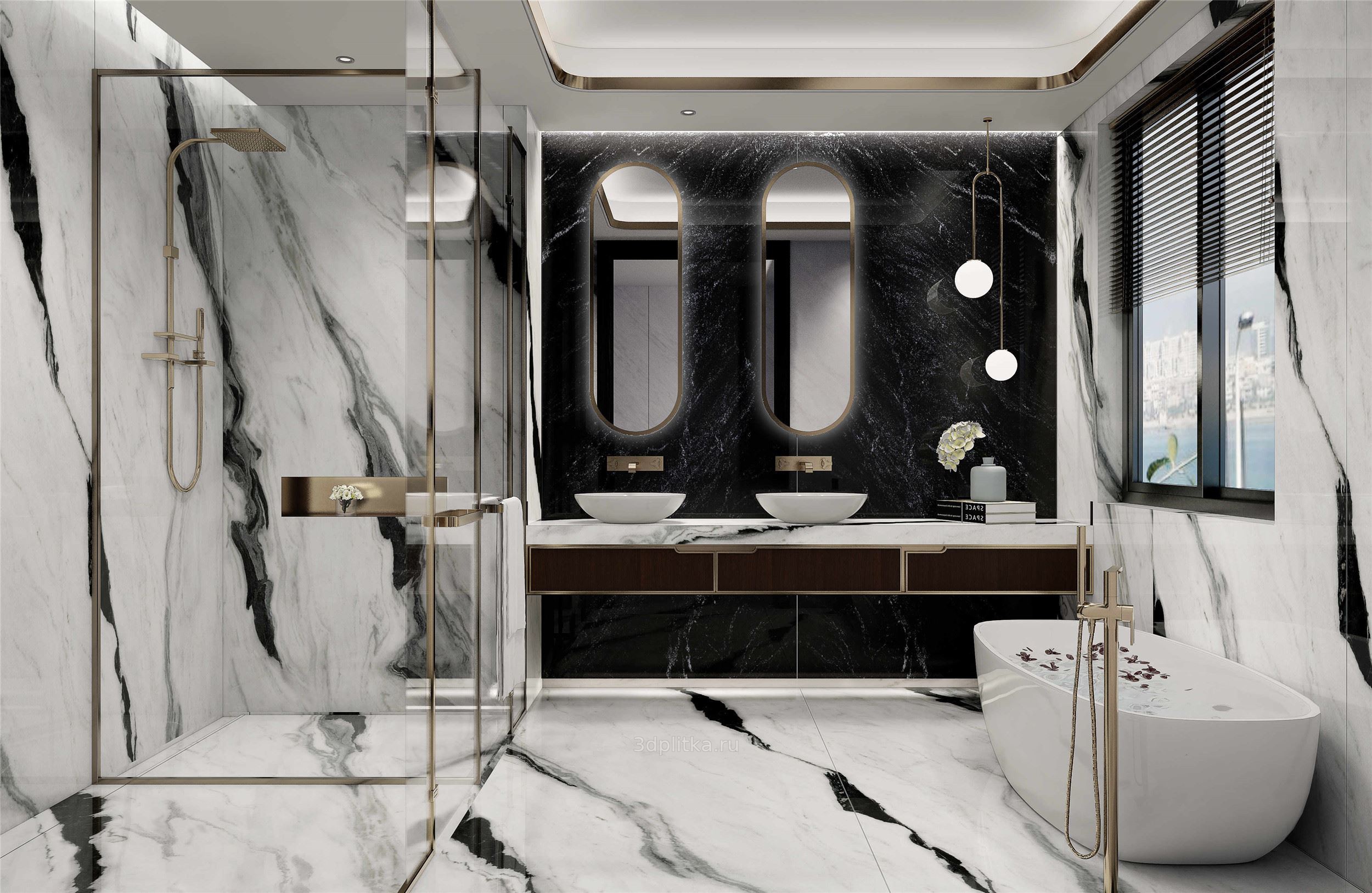 MN072AP271206 На пол Panda White Polished 6mm 120x270 - фото 5