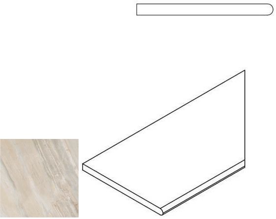 620090000202 Бордюр Magnetique X2 Минерал Уайт Бортик 30х60 Закругленный Правый Натуральный