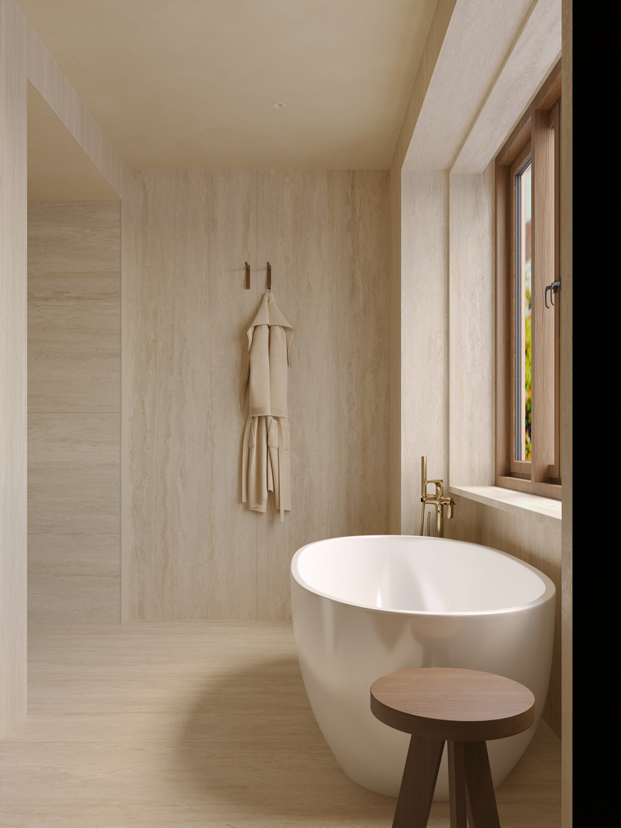 На пол Travertine Beige Спеченный камень 1200x2700x6 - фото 6