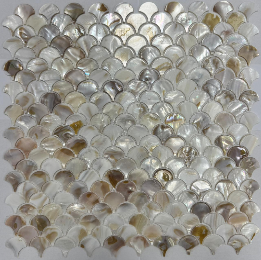 PIX773 На стену Каменная 773 из натурального перламутра чешуя 25х25 300х300х2