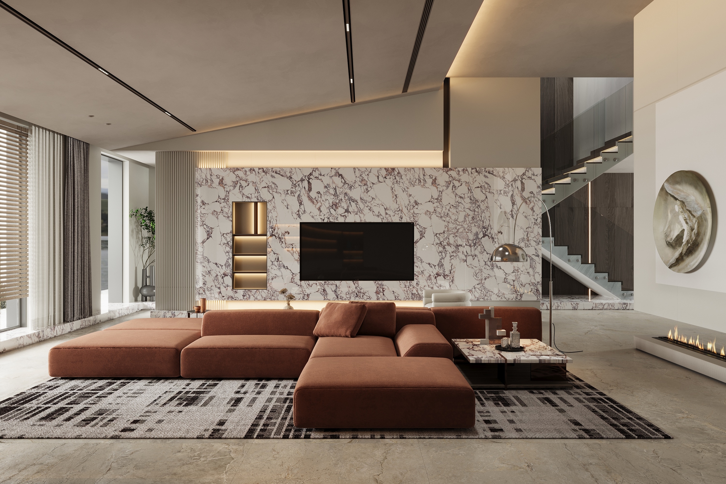 На пол Bulgari Purple Спеченный камень полированный 1200x2700x6 - фото 4