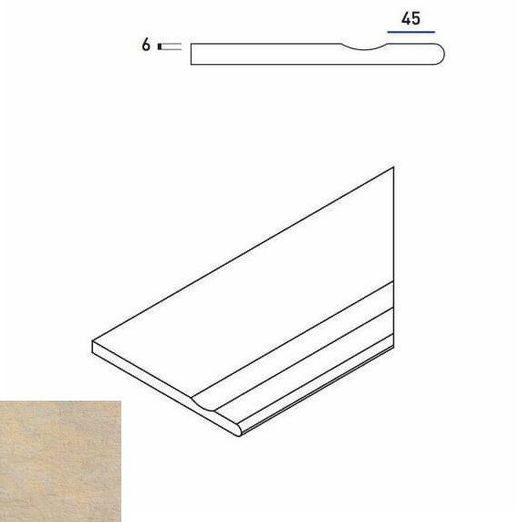 620090000247 Бордюр District X2 Сэнд Бортик 30x60 с Выемкой Закругленный Правый Натуральный