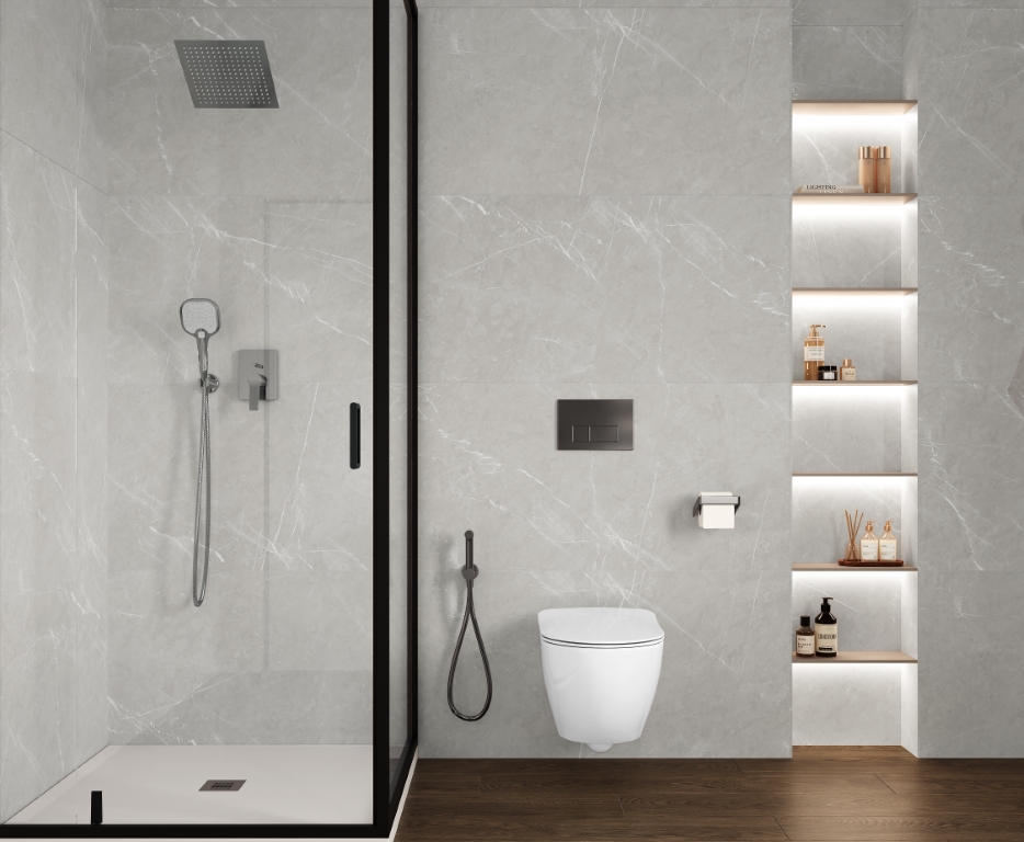 На пол Pietra Blanco Светло-серый матовый карвинг 60х60 - фото 20