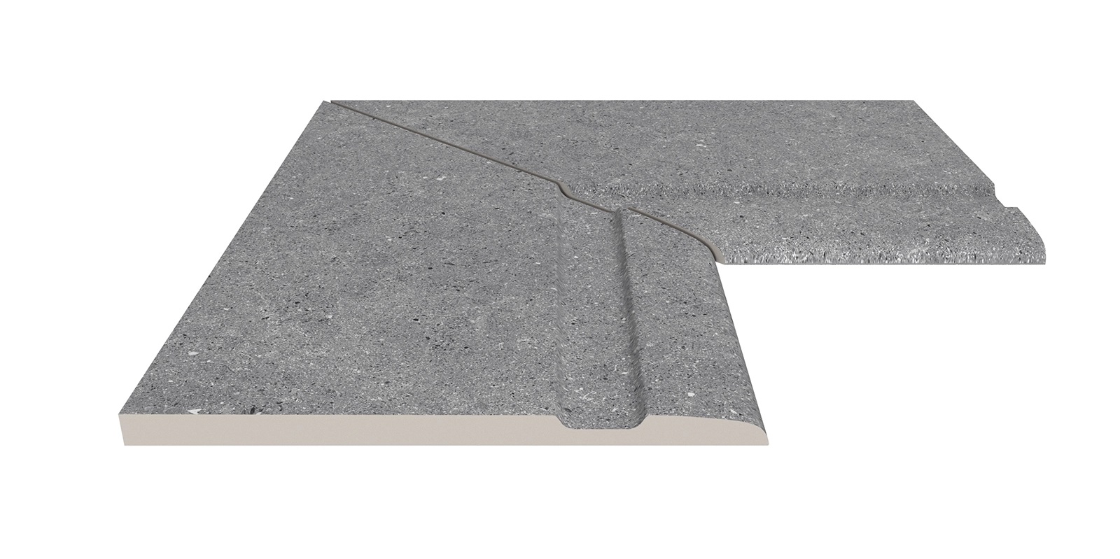 Бордюр Terrace Antislips Natural Series Угол фарфорового поручня внутренний 90 Cement Grey 30x50