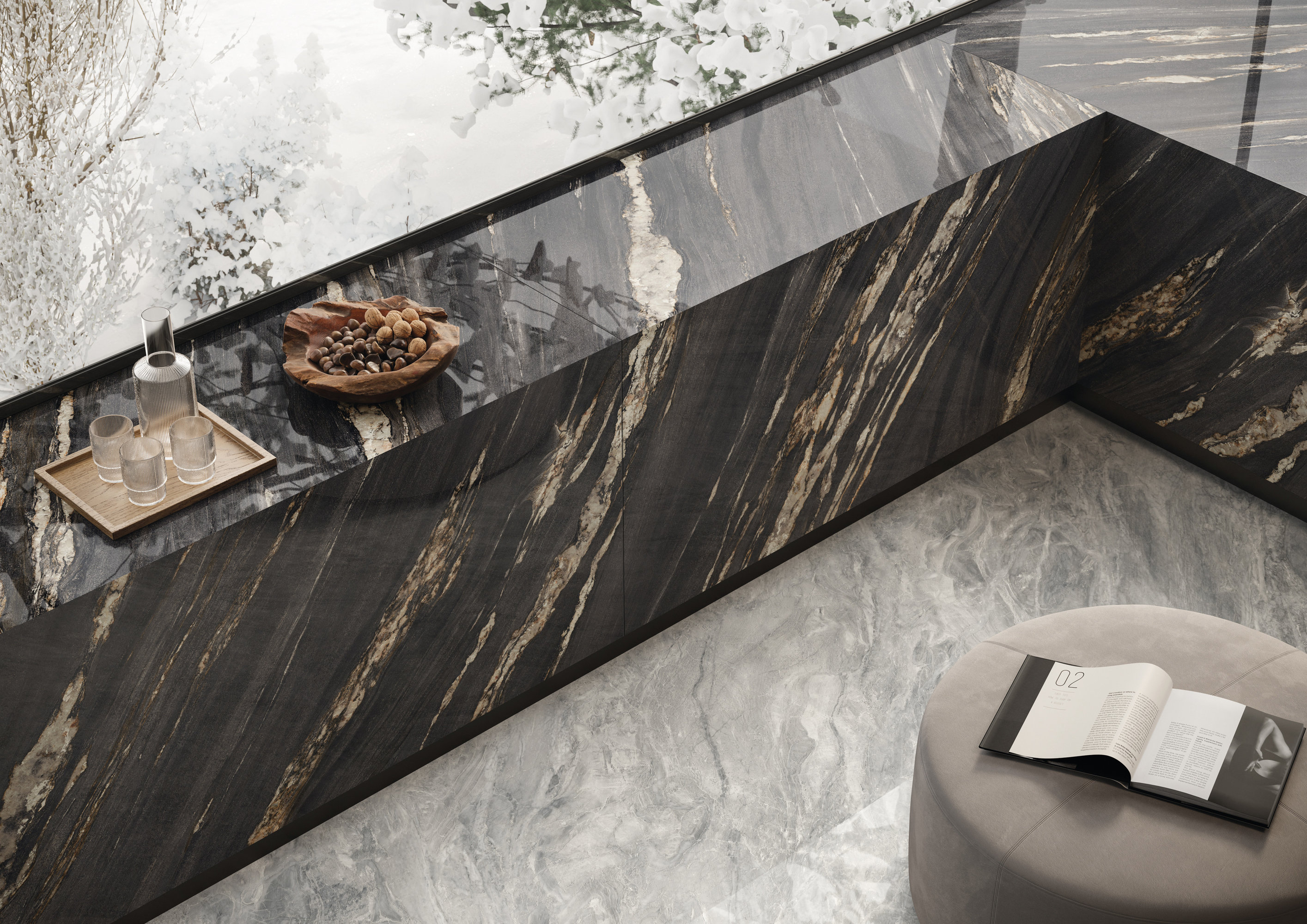 L175562MF6  На пол Marmi Maxfine Brazilian Blue Lucidato 6mm 75x150 - фото 14