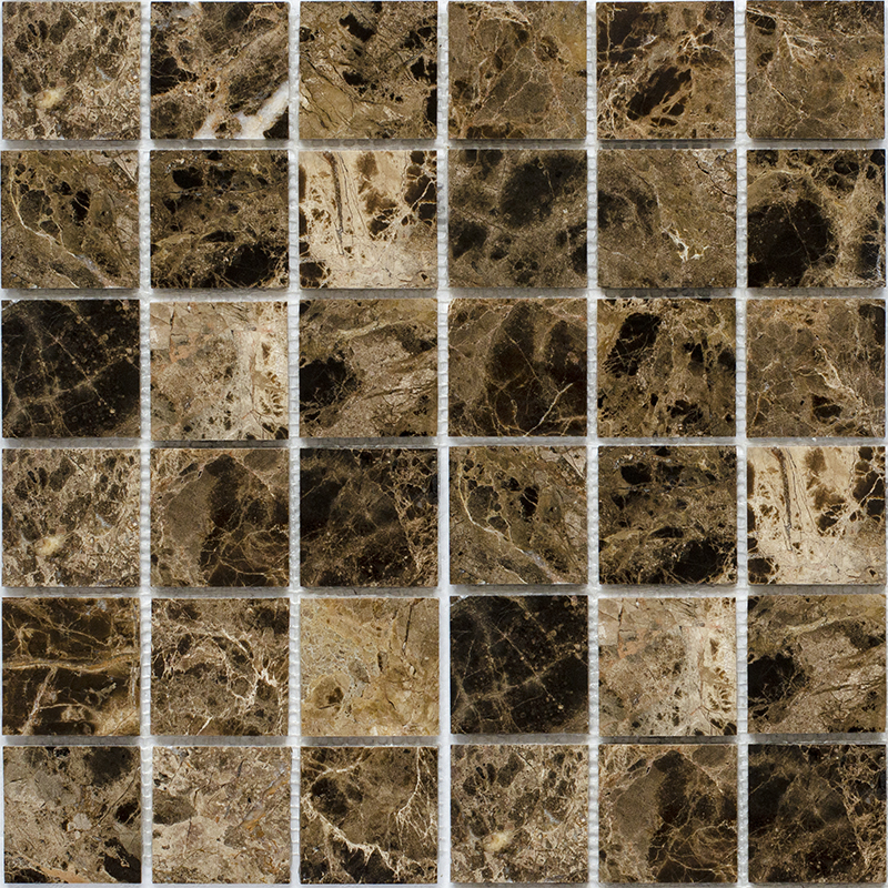 JMST055  На стену Wild Stone мраморная мозаика Dark Emperador Polished 48x48