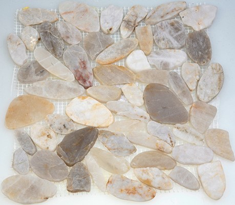 052385 MS00-1 BCP На пол Каменная Галька овал белая шлифованная 32x32