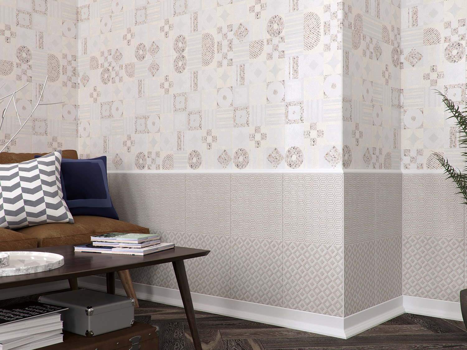 64TX428 На стену Texture Onne Blanco 45x120 - фото 3