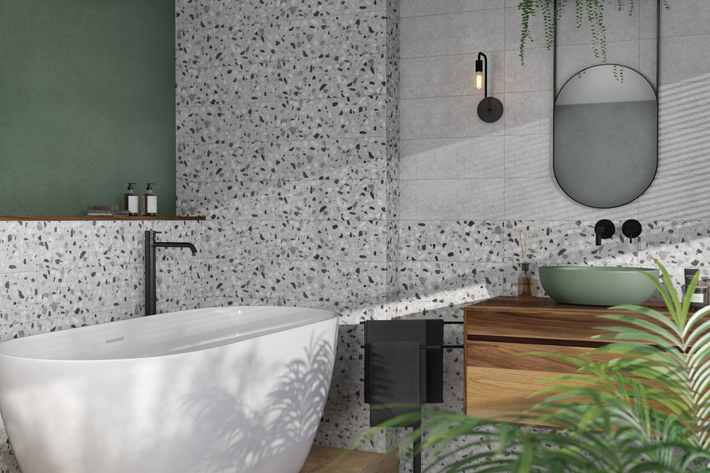 TES092D Terrazzo печворк серый 19,8x59,8 плитка Cersanit - купить по ...