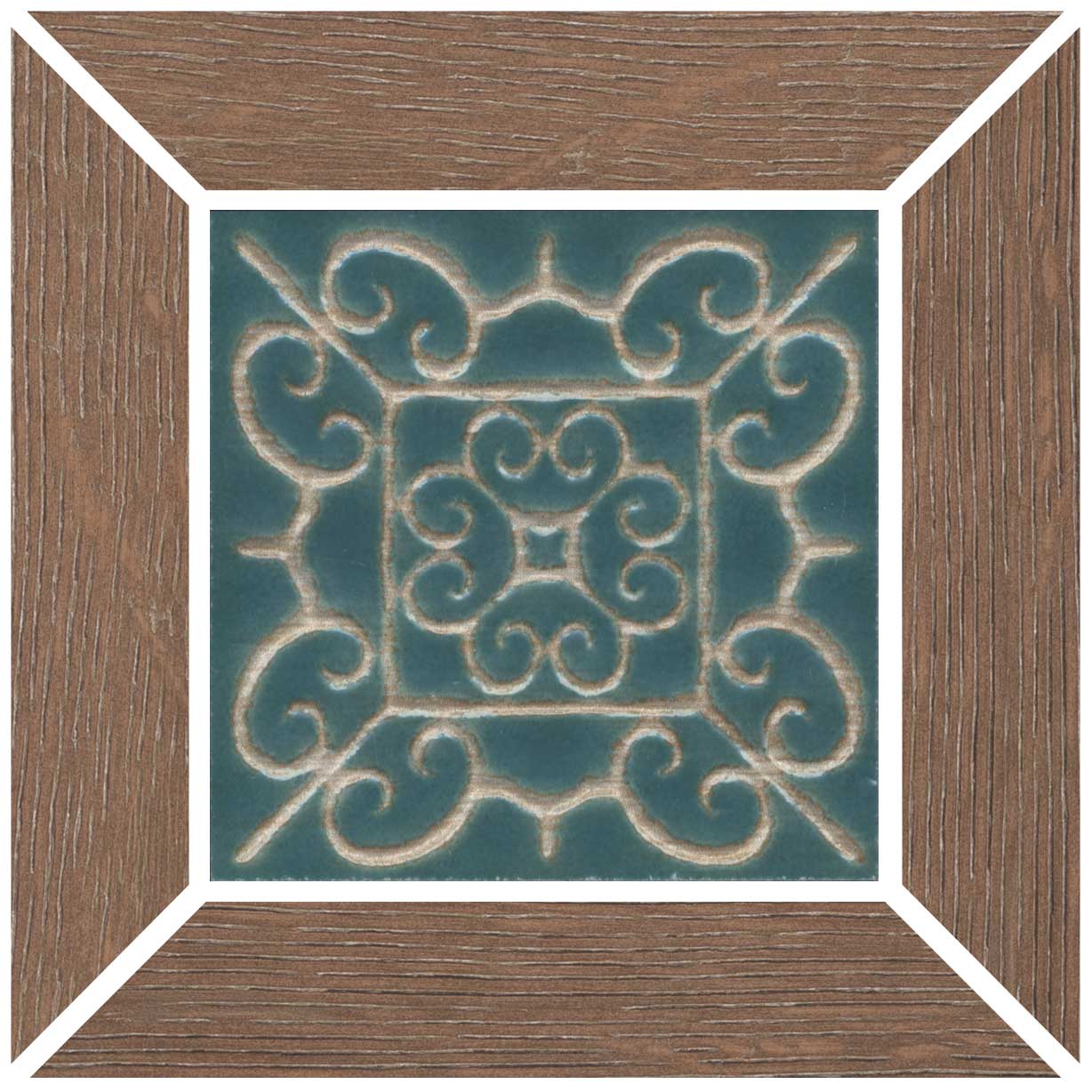 ID156 Декоративная вставка Тровазо Наборный коричневый матовый 13x13x0.9 - фото 2