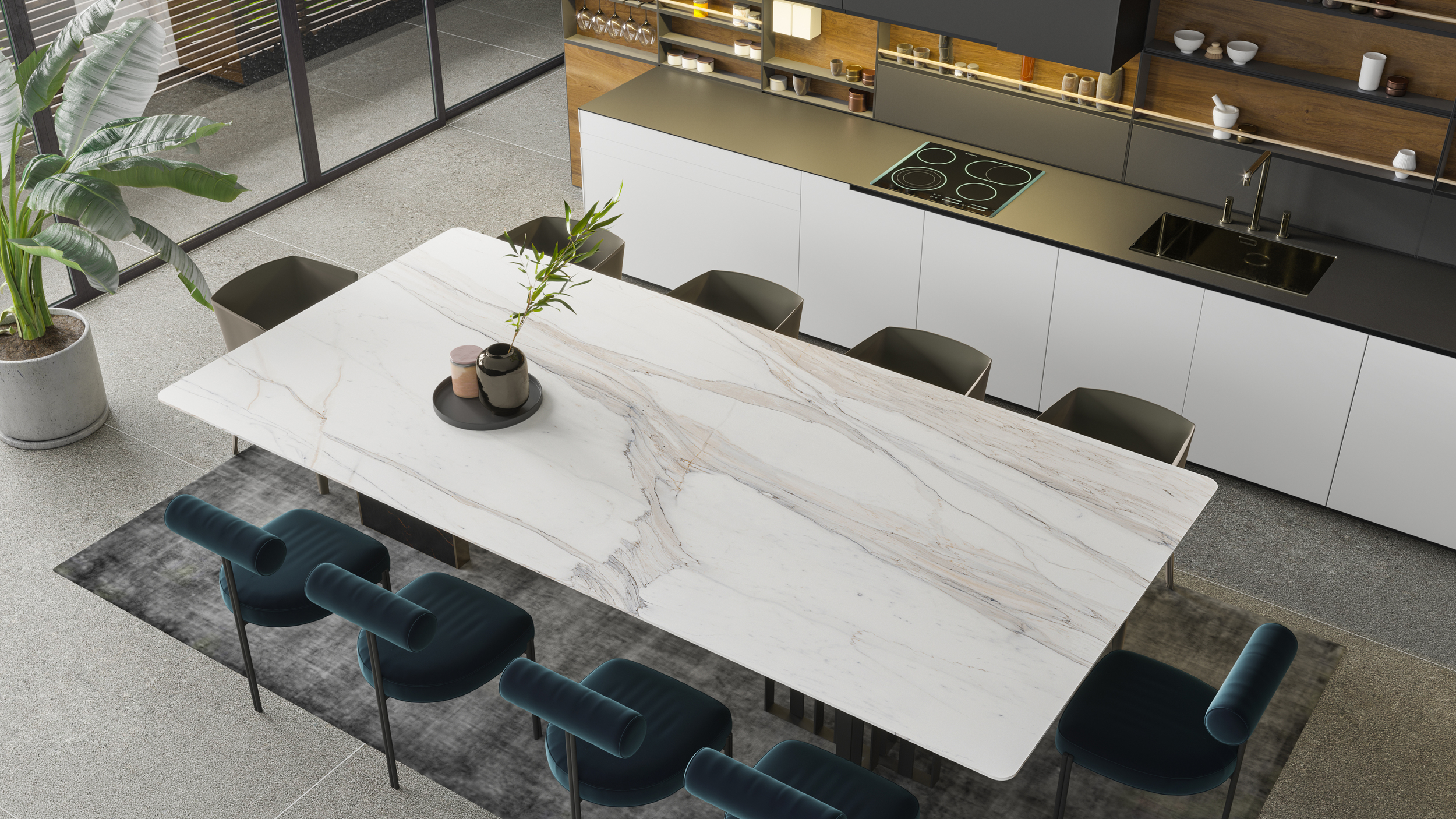 На пол Tuscany Gold Лаппатированный Спеченный камень 1600x3200x6 - фото 4