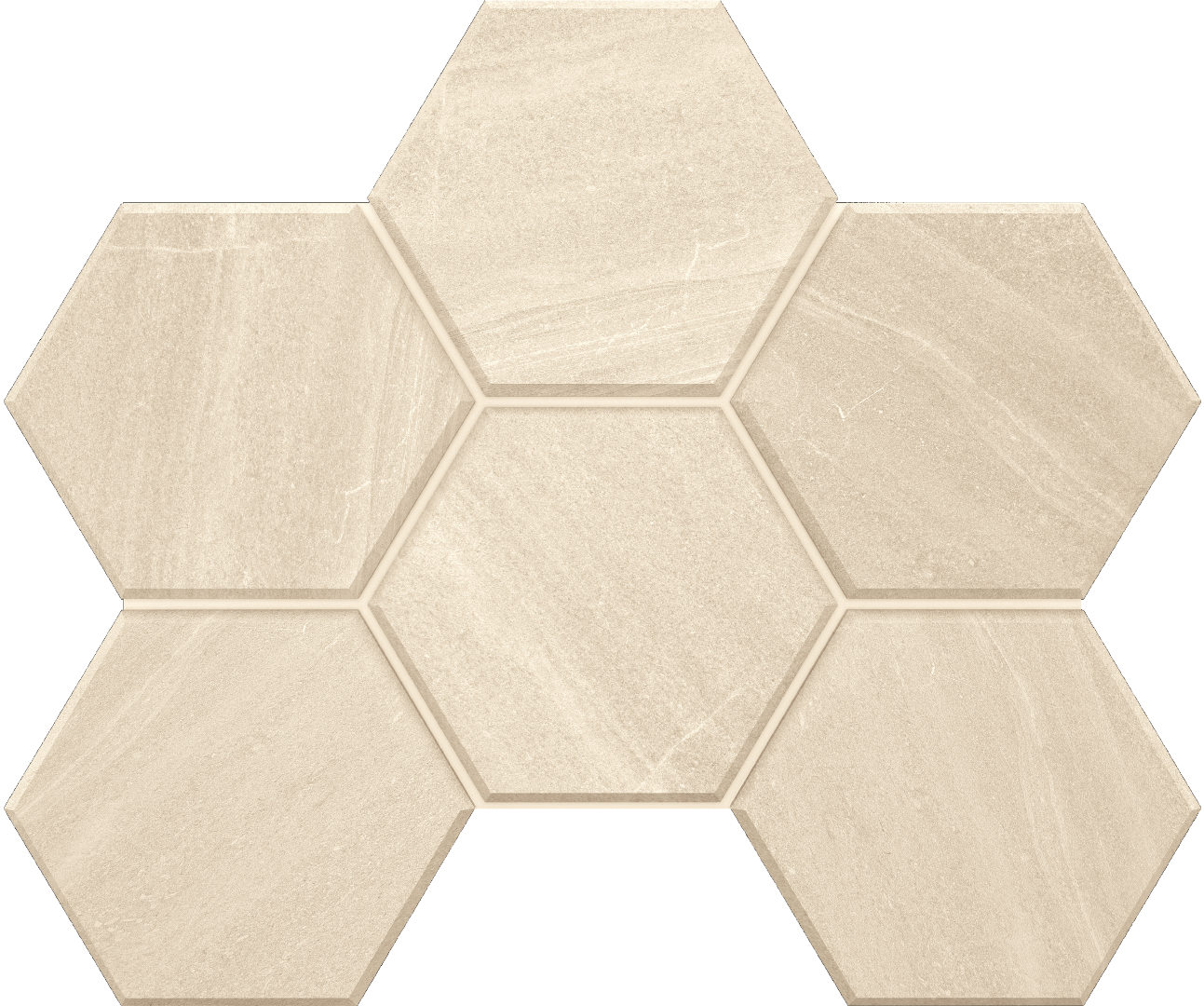 Mosaic/GB01_NR/25x28,5/Hexagon Декор Gabbro GB01 White Hexagon неполированная 25x28.5