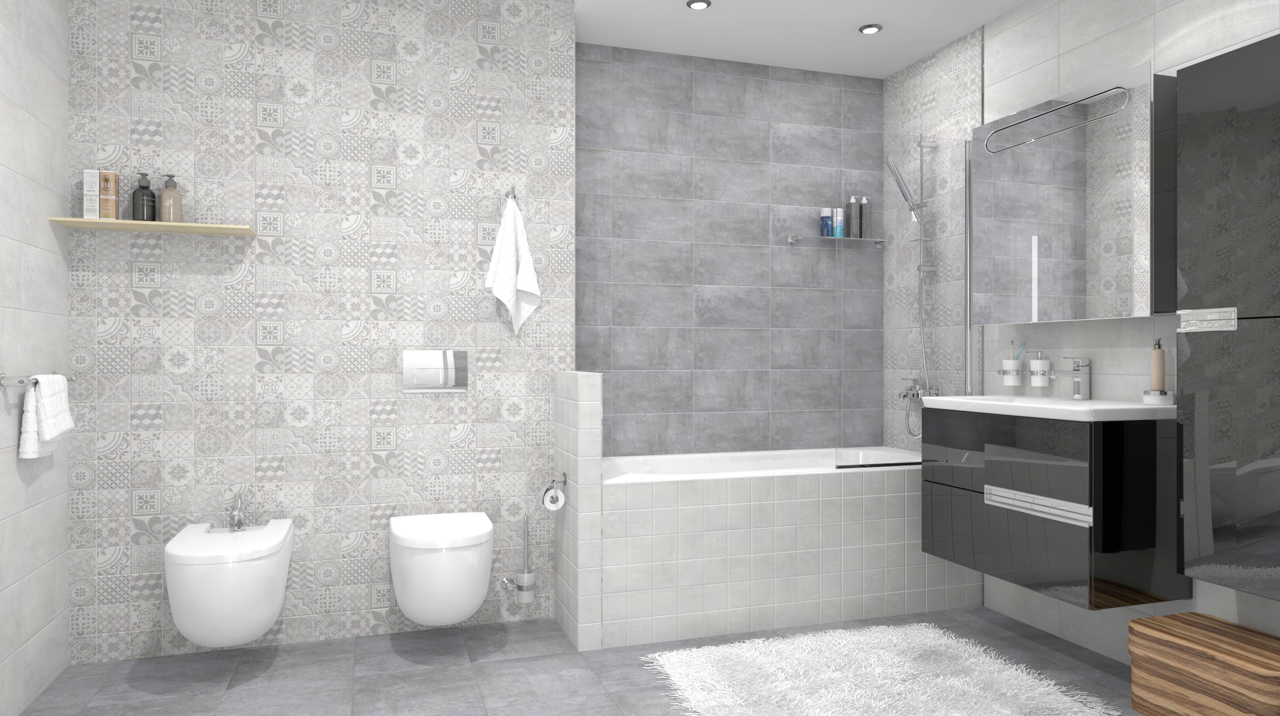 08-00-06-453 На стену Bastion Серый Серая Мозаика - фото 4