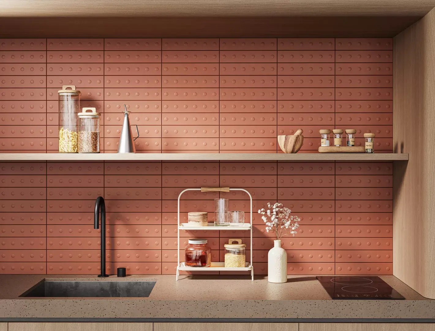 KM26393 На стену Медина 1 оранжевый матовый структура 6x28.5x1 - фото 5