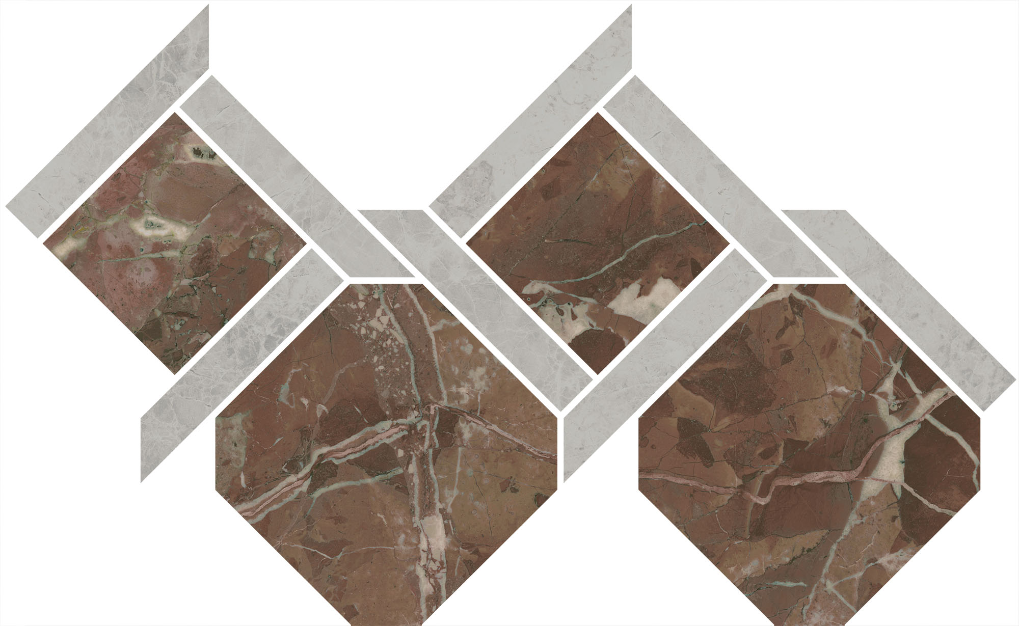 ID165 Декор Риальто 1 наборный лаппатированный 48x29.5x0.9 - фото 3