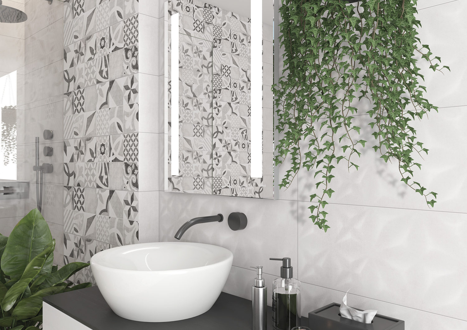 ASU522D-53 На стену Apeks Светло-серая рельеф 25x75 - фото 3