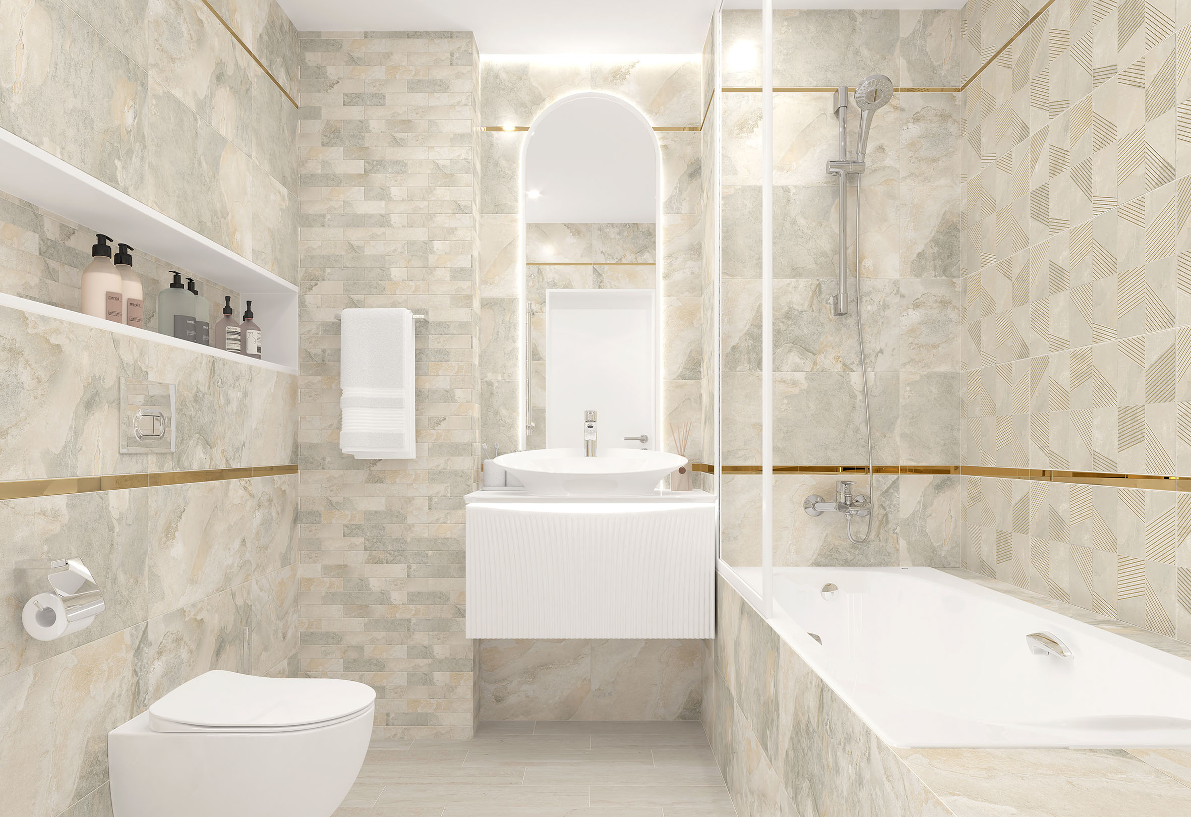 Бордюр Arno Метал. Золото Глянцевое 60x1.5 - фото 2