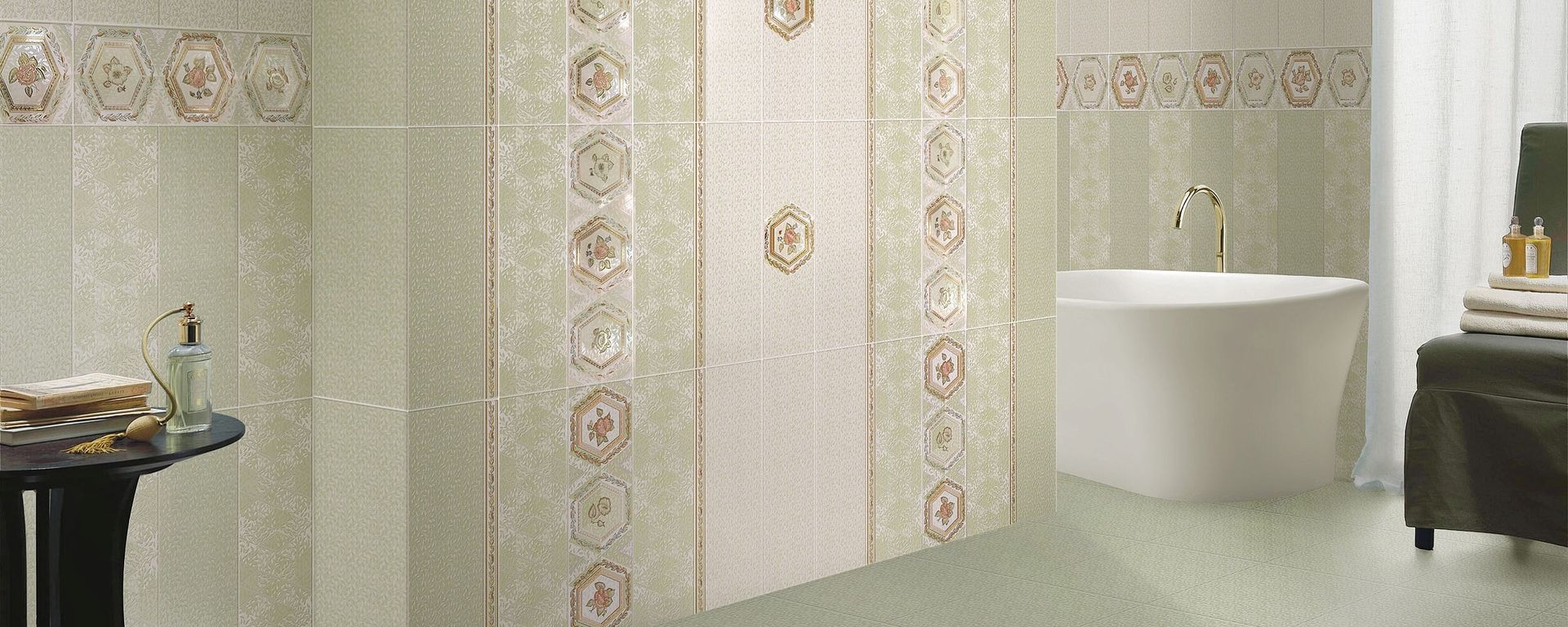 05-01-1-48-03-81-930-0 Бордюр Нефритовый фон Кремовый 4х60 - фото 3