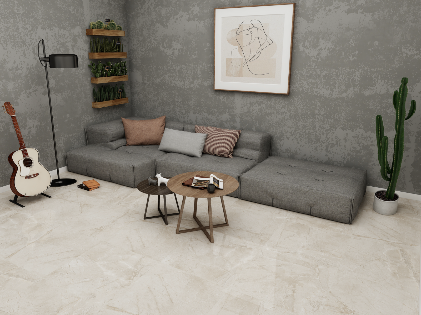 На пол Rudra 8001 Natural Glossy 60x60 - фото 7