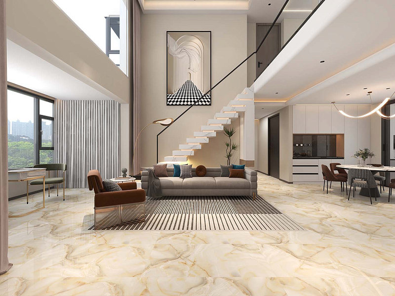 H18004006G Напольный Shiny Onyx Gold Carving 60x120 - фото 4