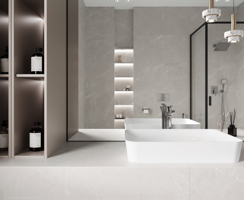 На пол Pietra Blanco Светло-серый матовый карвинг 60х60 - фото 21