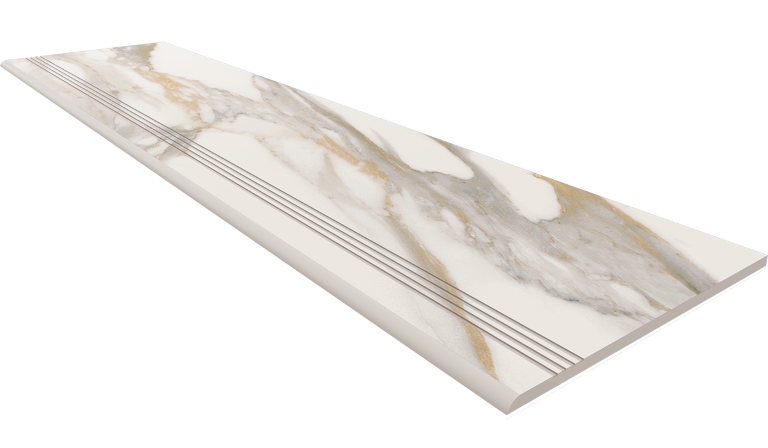 Steptrade/RM01_NS/30x120x10 Ступень Miramare RM01 White неполированный с насечками 30x120