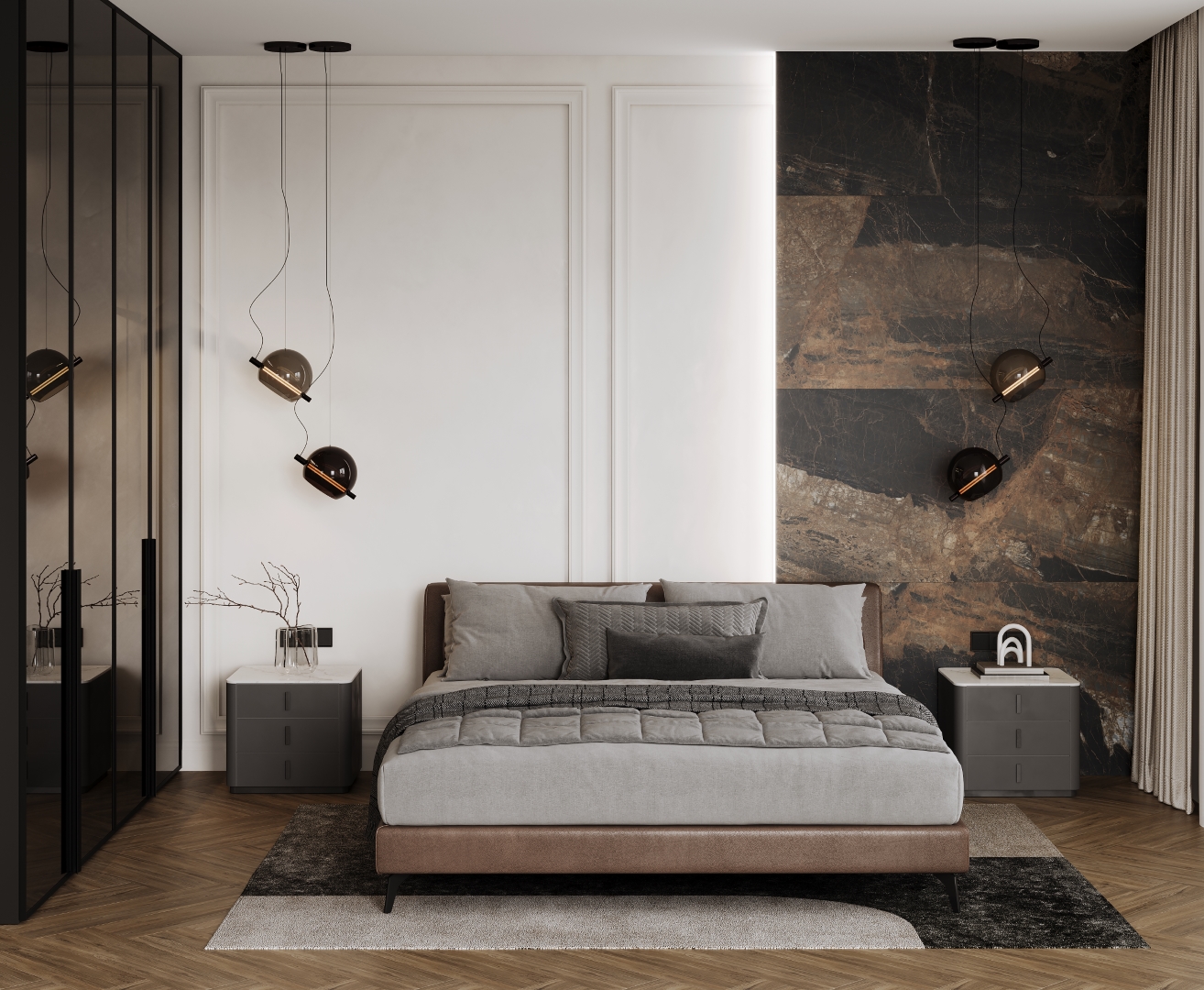 На пол Lunar Marron Коричневый матовый+гл.чернила 80х160 - фото 7