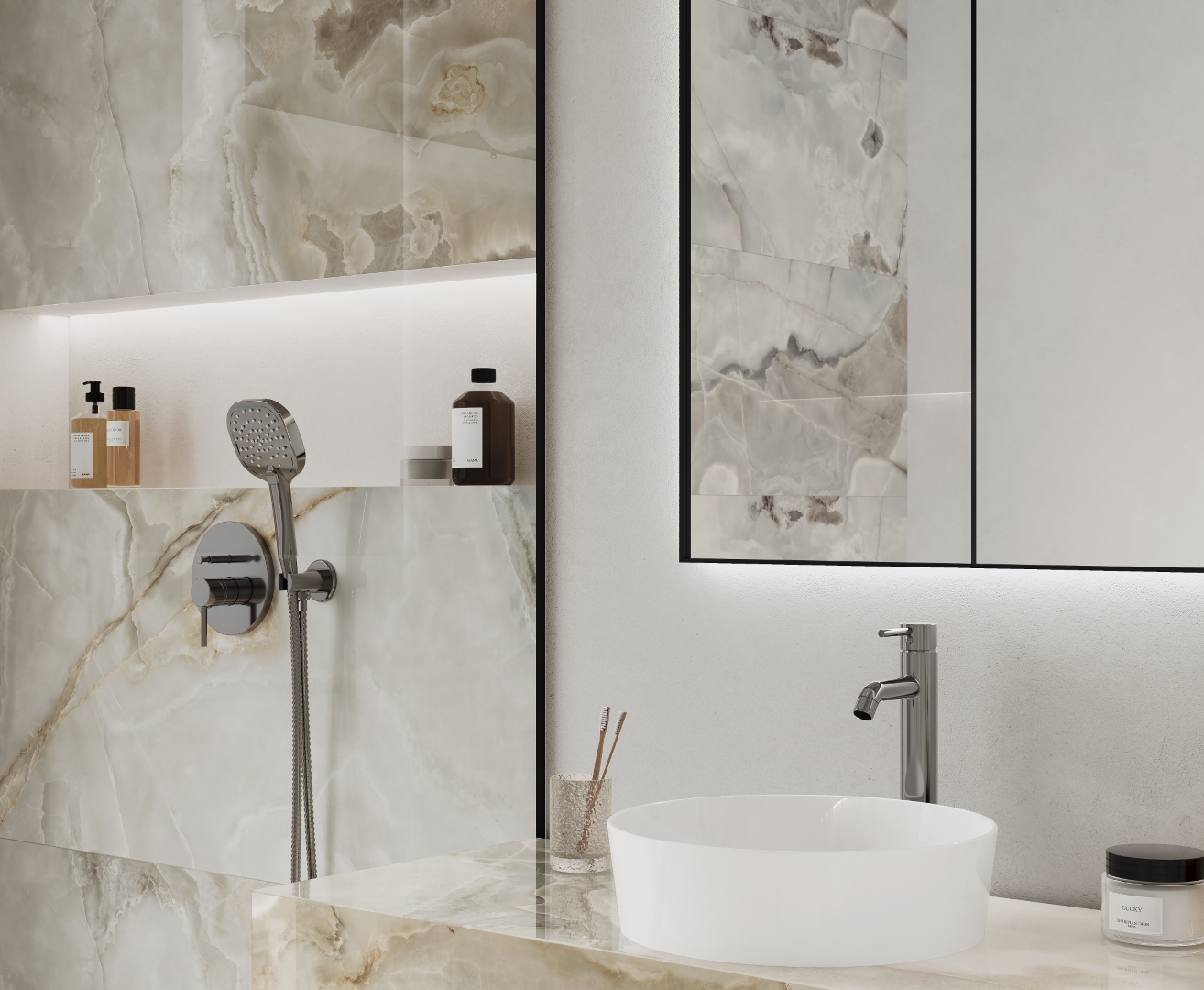 На пол Onyx Newest Бежевый полированный 60х120 - фото 13